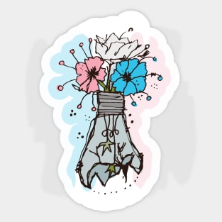 Light bulb with transgender flowers sketch Sticker